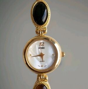 Gitano Gold Women's Watch with Black and Brown Accents